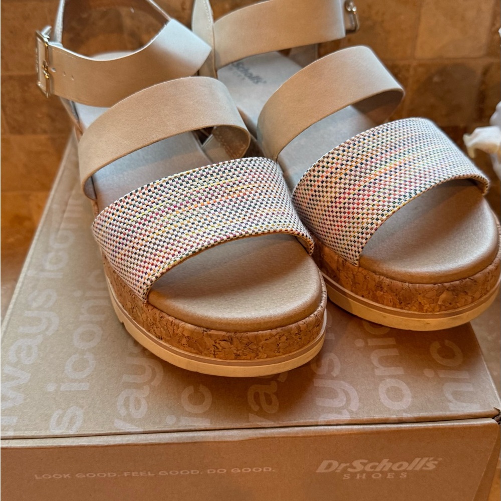Dr. Scholl's Women's Cream and Multicolor Sandals